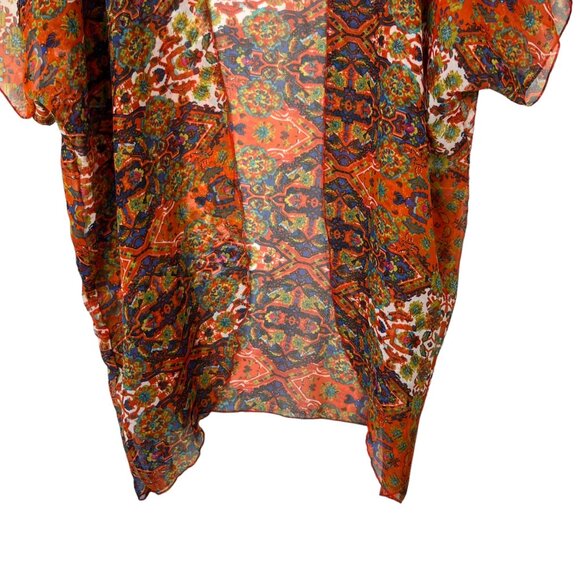 Bijoux Terner Kimono Light Weight Kimono Large/XL Orange Blue New - Picture 4 of 8